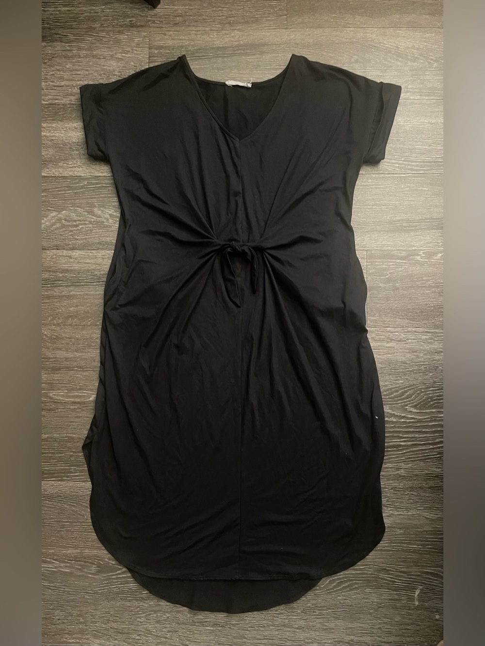 entro Black V-Neck Tunic with Tie Detail